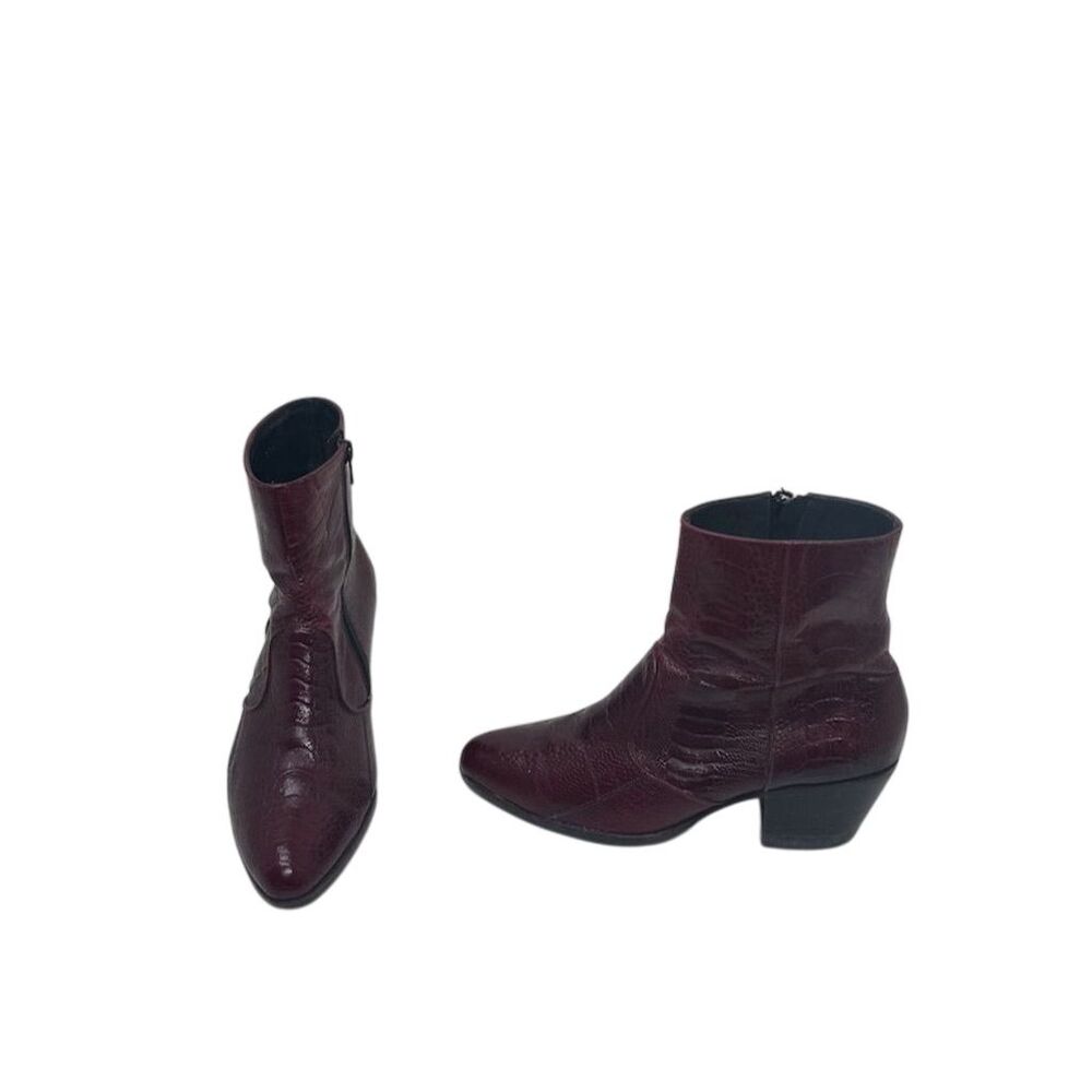Los Altos Women's Burgundy Leather Cowboy Boots Size 5 Western Style